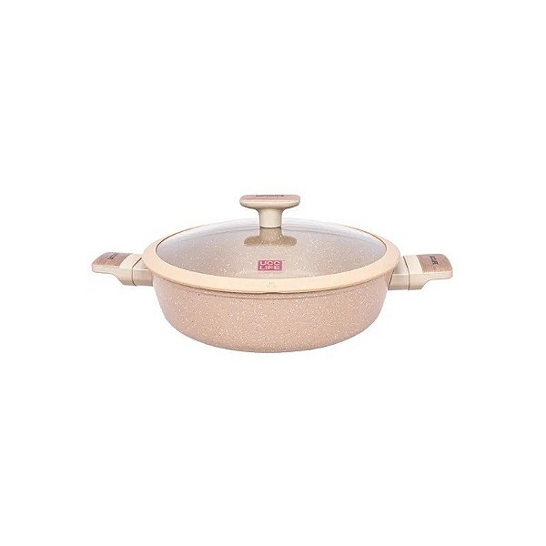 Panela Rasa Antiaderente Ucc Life de 28 cm na Cor Bege Granito