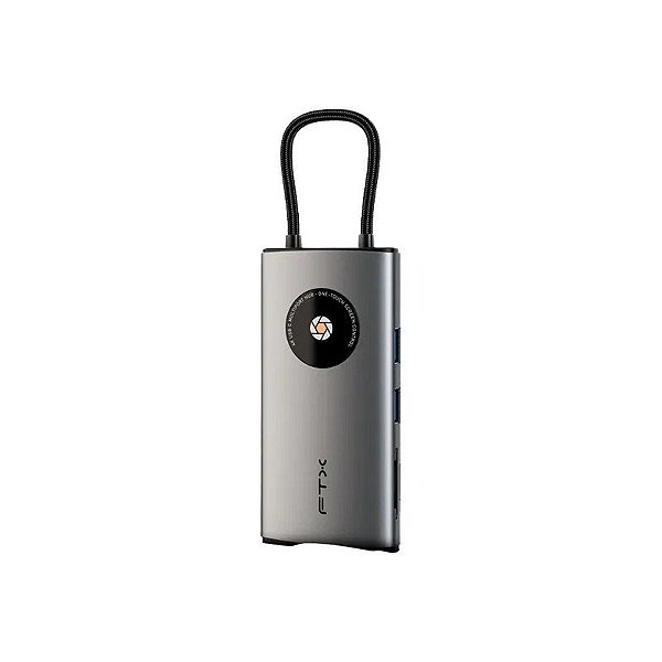 Hub FTX-HUBL3-Ag 8 em 1 USB-C/ HDMI/ USB-A/ SD/ RJ45 - Prata