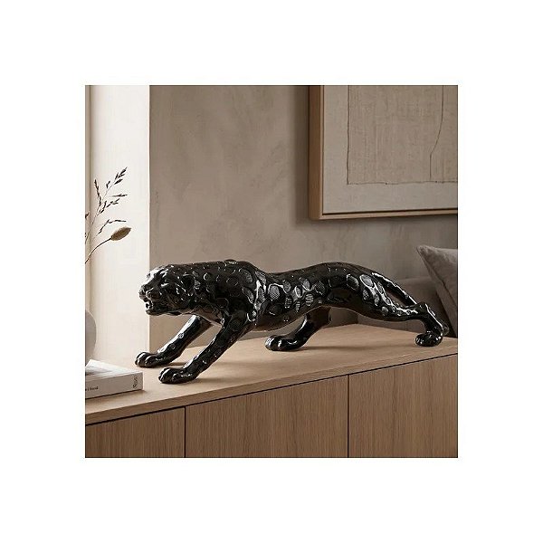 Estátua Decorativa de Pantera Preta 60 CM