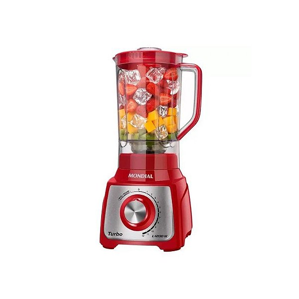 Liquidificador Mondial Turbo Inox L-1200 Ri - 1200W - 3L - 220V 50/60HZ - Vermelho
