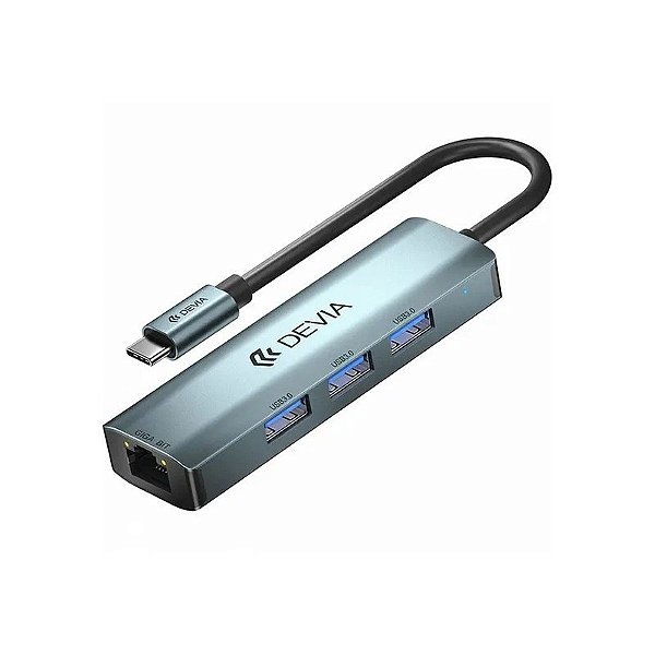 Hub Devia EC621 Type-C 4 Em 1 3.0 4 Portas - Cinza
