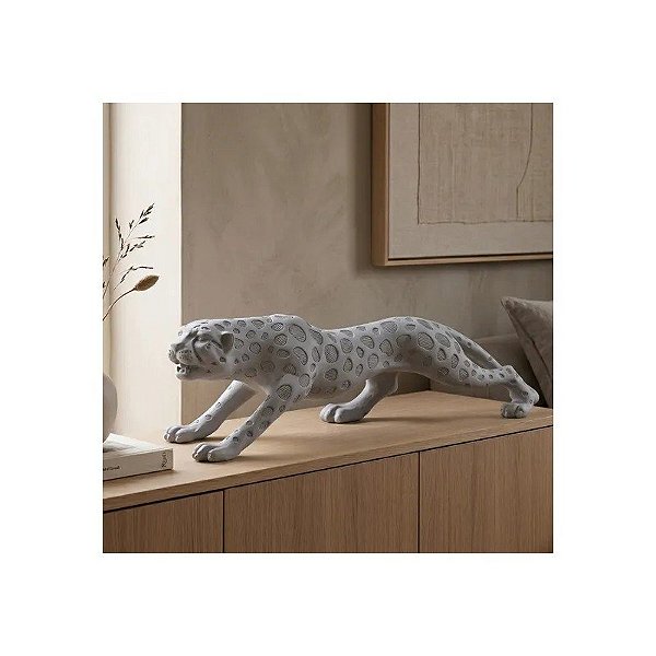 Estátua Decorativa de Pantera 60 cm Cinza