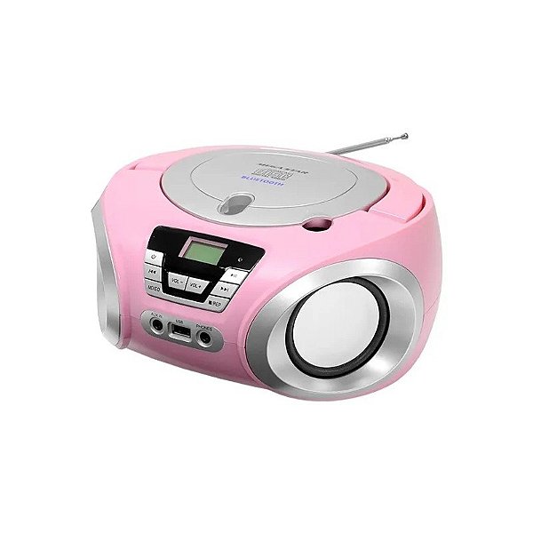 Sistema de Som Micro System Megastar MP1842BT 1.200 Watts P.M.P.O com Bluetooth Bivolt - Rosa/Prata