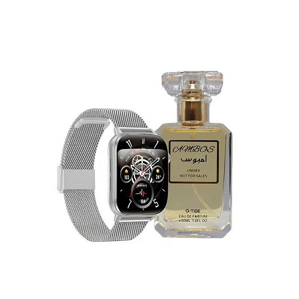 Relógio Smart Watch G-Tide S6 Pro + Par de Pulseiras Prata