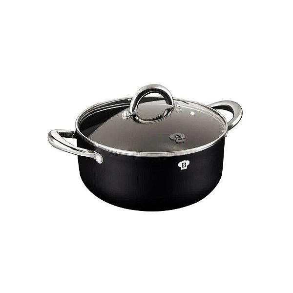 Panela Berlinger Haus Antiaderente Preta com Tampa 24CM