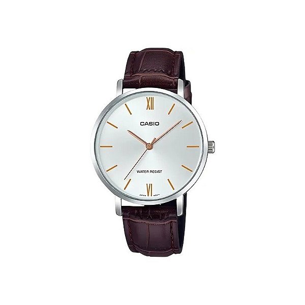 Relógio Casio LTP-VT01L-7B2UDF Analógico Feminino - Prata/Branco/Marrom