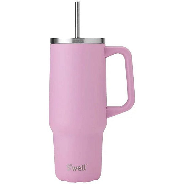 Garrafa Térmica com Canudo S’well Tumbler XL 880mL - Rosa Hortênsia
