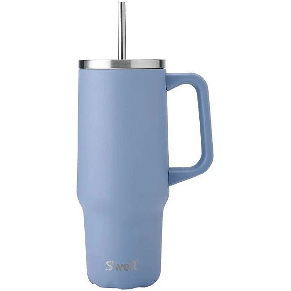 Copo Térmico com Canudo S'well Tumbler XL 880mL - Hidrângea Azul