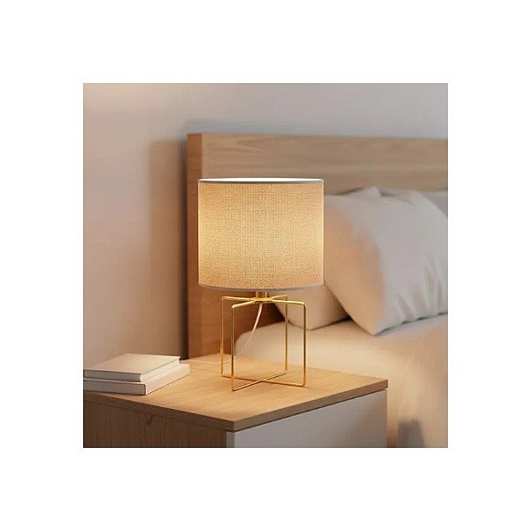 Luminária de Mesa Metálica 38,5cm Dourada