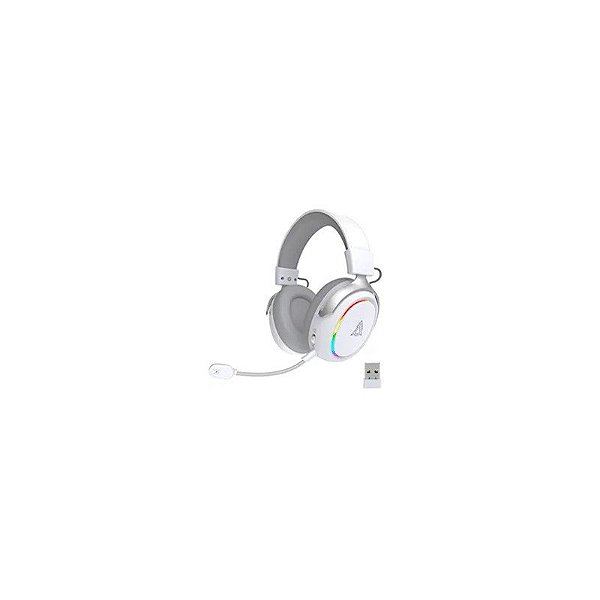 Headset Gamer Ajazz AHM10 Max RGB Wireless - Branco / Cinza (988356)