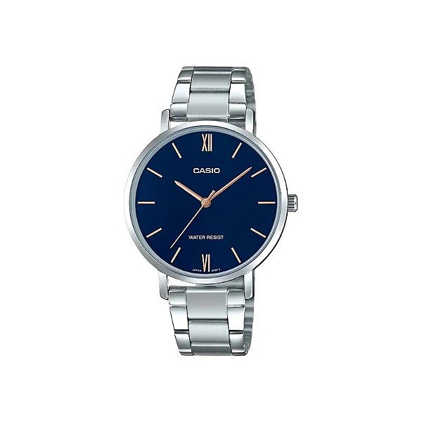 Relógio Casio LTP-VT01D-2BUDF Analógico Feminino - Prata/Azul