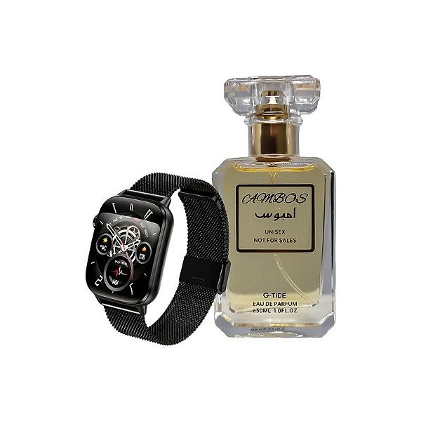 Relógio Inteligente G-Tide S6 Pro + Perfume AM Unissex - Preto