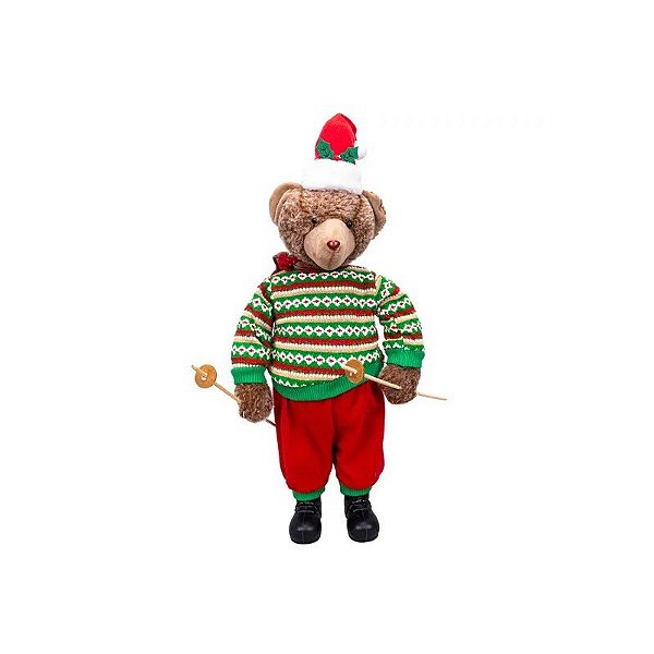 Boneco de Natal Urso com Vestimenta Tradicional 70CM