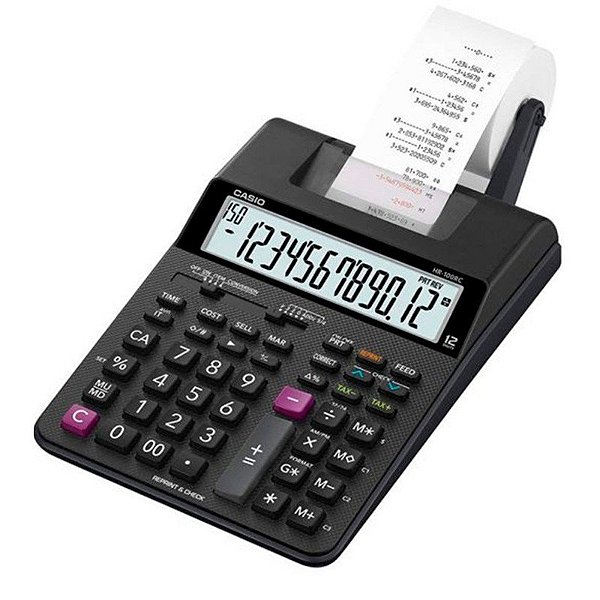 Calculadora Casio com Impressora HR-100RC (12 Dígitos) - Preto