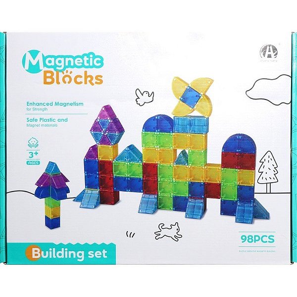 Blocos Magnéticos de Construção Magnetic Blocks Chuang Huang - CH1372 (98 peças)