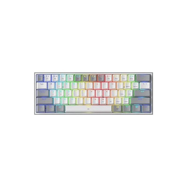Teclado Gamer Redragon Fizz K617 RGB Layout 60% USB-C - Branco e Cinza