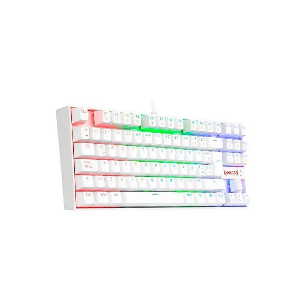 Teclado Gamer Redragon K552W-RGB Kumara com Fio Inglês - Branco