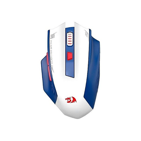 Mouse Gamer Redragon Woki M994WBR Superleve Sem Fio - Branco/Azul