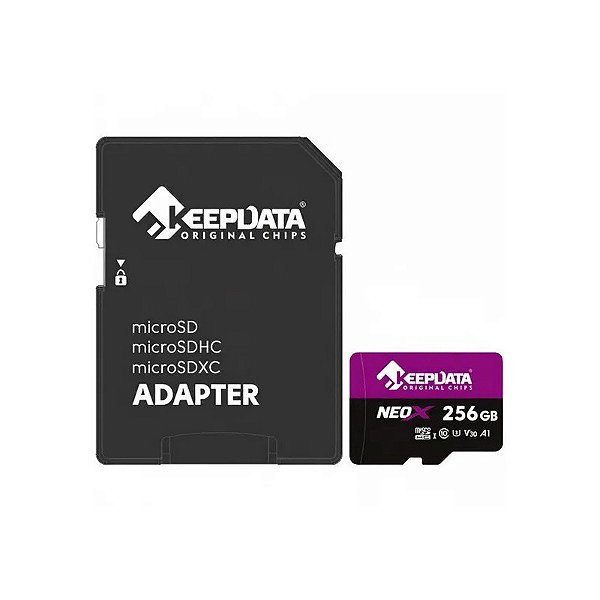 Cartão de Memória Micro SD Keepdata Neox KDMSDC10U3V30A1/256 de 256GB