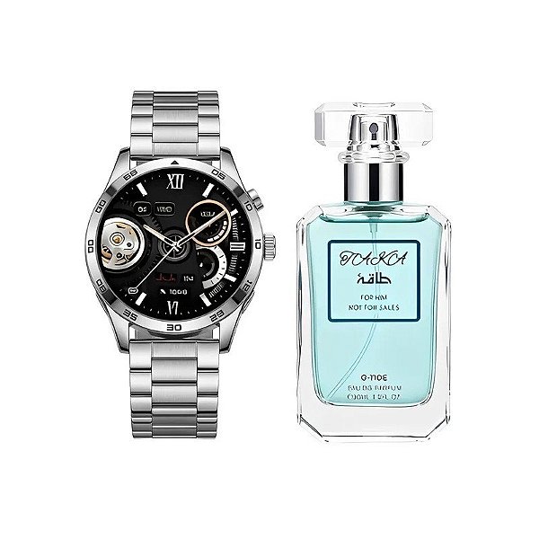 Kit Relógio Smartwatch G-Tide Power - Prata + Perfume Taka Eau de Parfum - Masculino 30ML