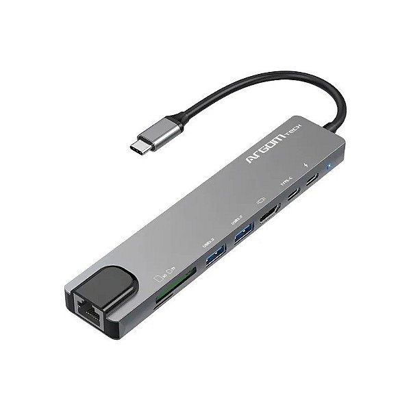 Hub USB-C Argom 8 Em 1 - Cinza (ARG-UB-0093)