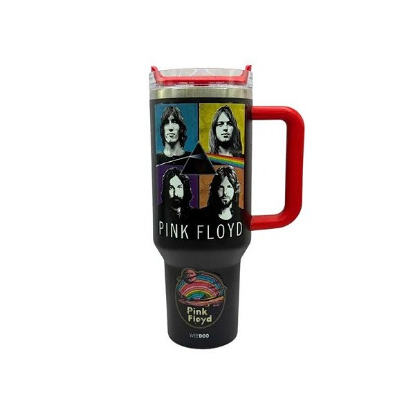 Copo Térmico Weedoo Pink Floyd 1,2L com Canudo - Preto/Vermelho