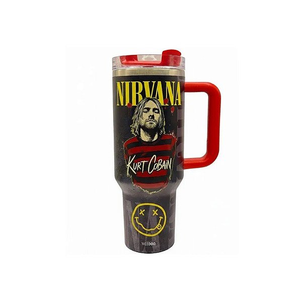 Copo Térmico Weedoo Nirvana 1,2L com Canudo - Preto/Vermelho