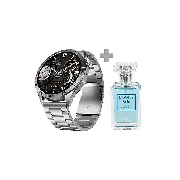 Kit Relógio G-Tide Power com Bluetooth Prata + Perfume Tcakca 30 ML