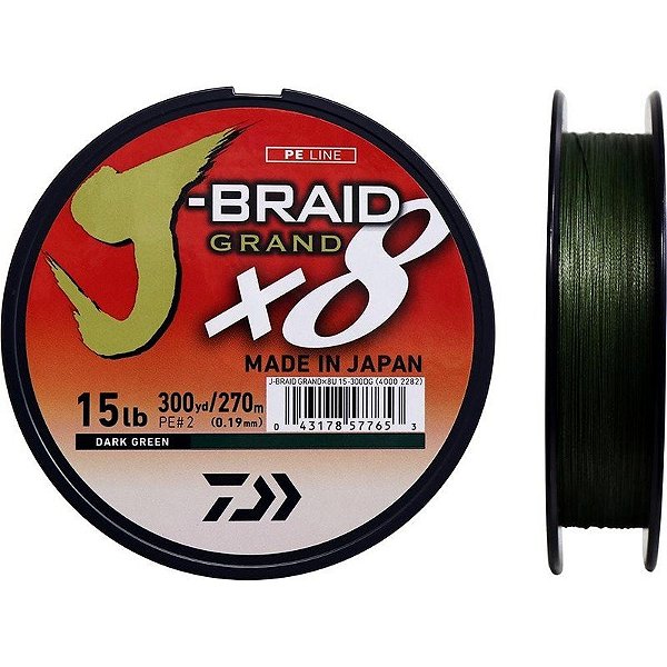 Linha Multifilamento Daiwa J-Braid Grand X8 0.19mm 15LB 270M