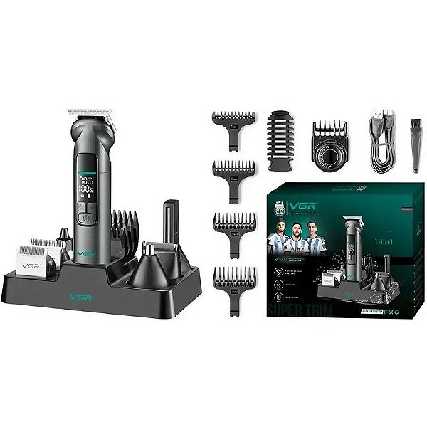 Cortador de Cabelo VGR Voyager Grooming Kit V-096 - Preto