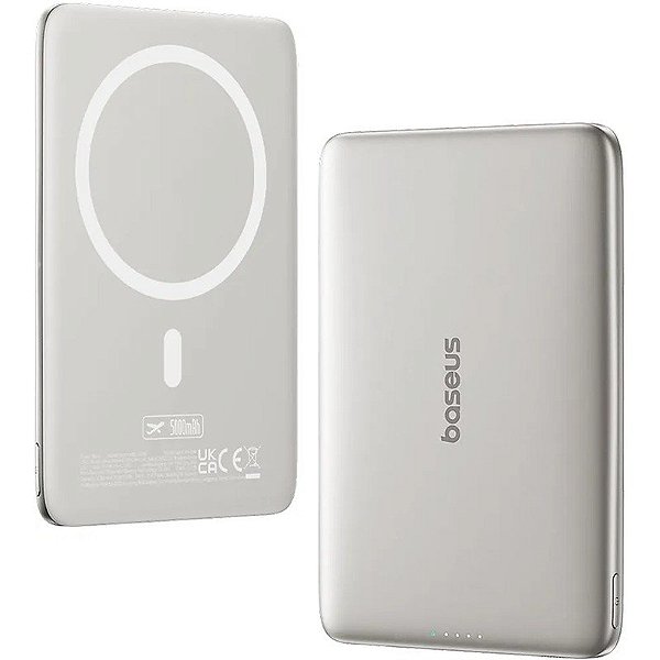 Carregador Portátil Baseus PicoGo Qi2 5000mAh 20W - Powerbank Magnética Natural Titanium