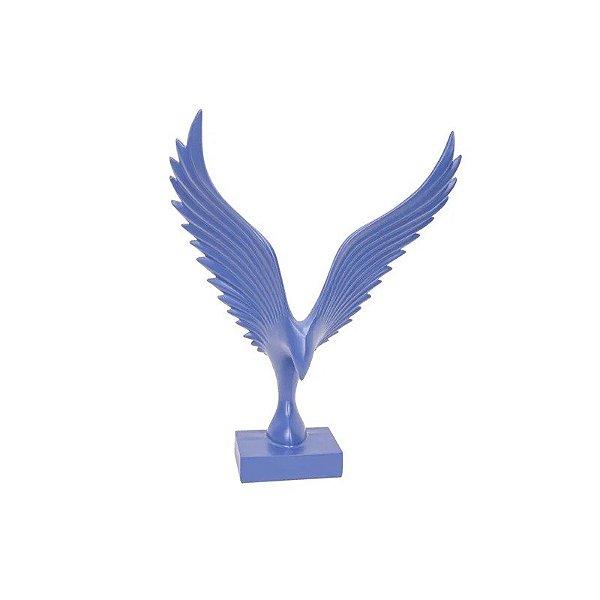 Estátua Decorativa de Pássaro em Resina 46 cm Azul