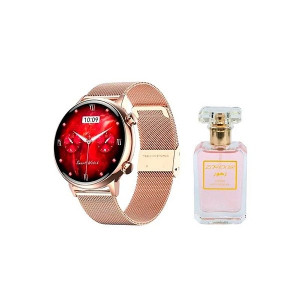 Relógio Smart Watch G-Tide Romance + Perfume Zohoor Gold