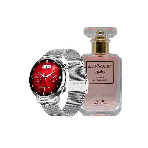 Relógio Smart Watch G-Tide Romance + Perfume Zohoor Silver