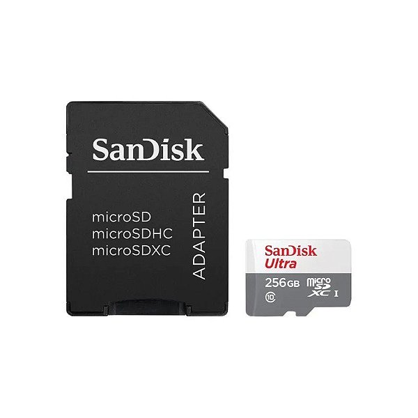 Cartão de Memória Sandisk Ultra SDSQUNR-256G-GN6TA - 256GB - Micro SD com Adaptador - 100MB/s