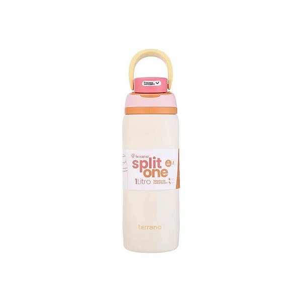 Garrafa Térmica Terrano Split One Pop Up - 1L - com Bico - Bege