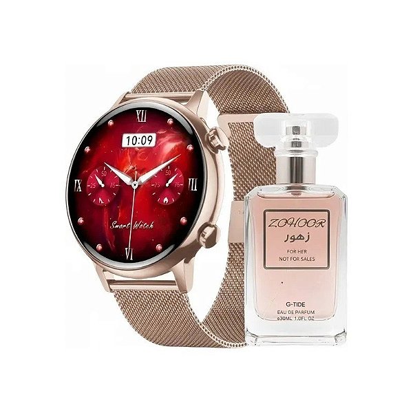 Relógio Inteligente Gtide Romance Gold + Perfume Zohoor