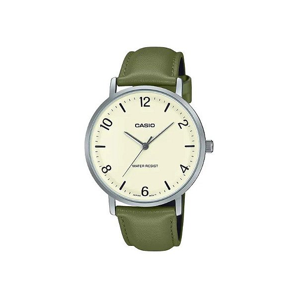 Relógio Casio MTP-VT03L-7BDF Analógico Masculino - Prata/Champanhe/Verde