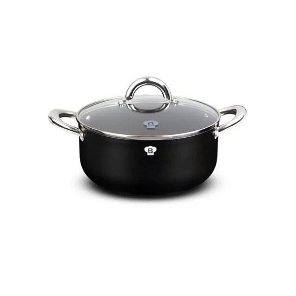 Panela Berlinger Haus Antiaderente Preta com Tampa 28 CM
