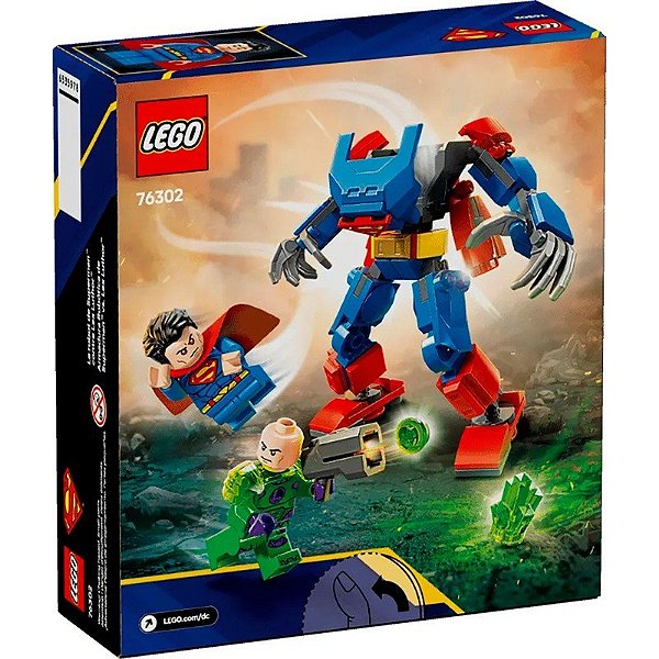 Kit de Construção Lego DC Superman Mech Vs Lex Luthor Figuras de Ação 76302 - (120Peças)