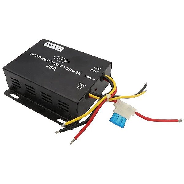 Inversor de Tensão para Carro Lotway 24V para 12V 20A - Preto