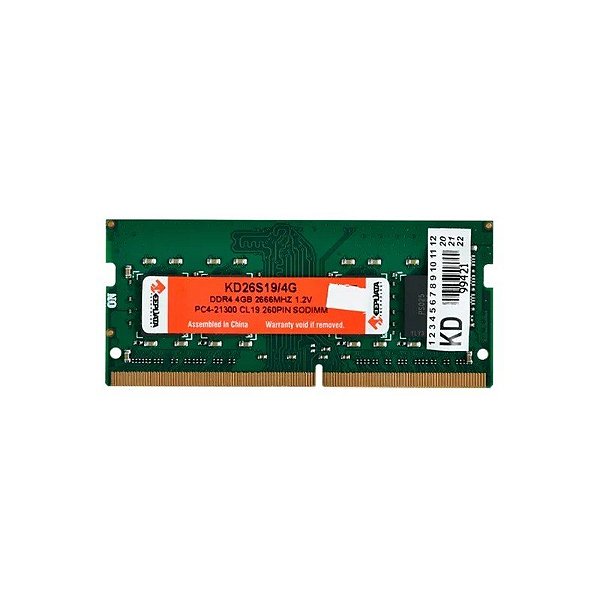 Memória RAM para Notebook Keepdata 4GB / DDR4 / 1X4GB / 2666MHZ - (KD26S19/ 4G)