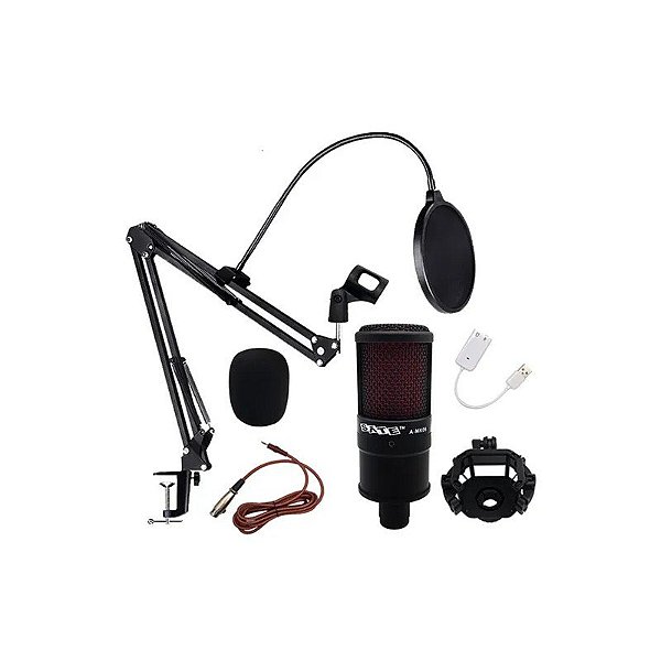 Kit de Microfone para Streaming Satellite A-MK06 - Preto/Vermelho