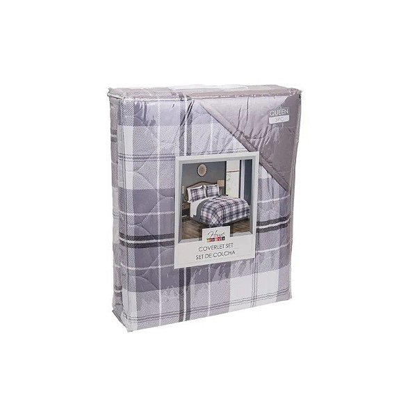 Jogo de Cobre-Leito Home Accents Queen Cinza 3 Peças