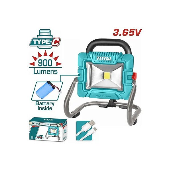 Refletor LED Total TRLF4415 900LM 10W 3.6V Recarregável