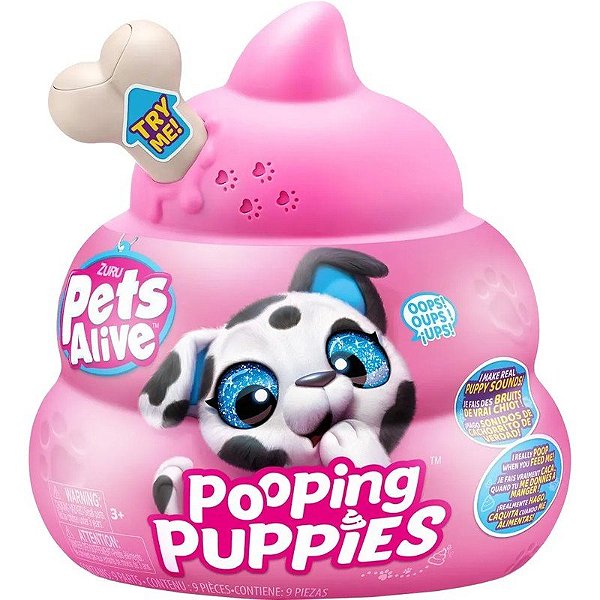 Brinquedo Pets Alive Cachorrinhos Fazendo Cocô Zuru - 9542 (9 Peças)