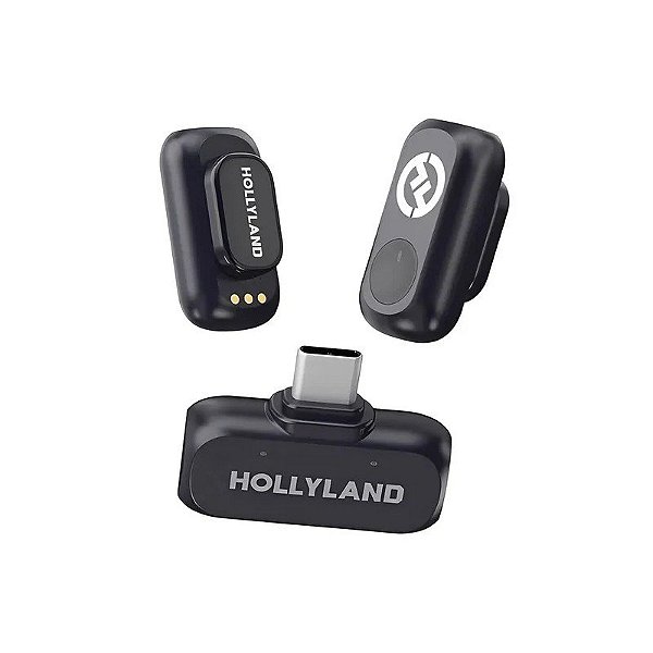 Microfone Lapela Hollyland Lark A1 Mini Duo USB-C para Smartphone Sem Fio - Cinza Espacial