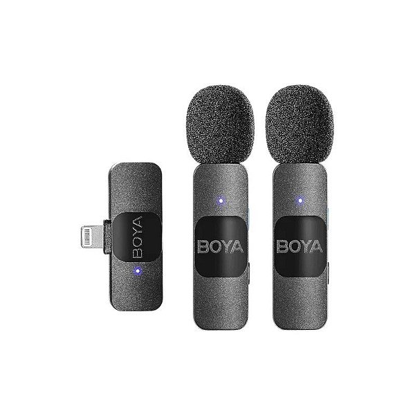 Microfone Sem Fio Boya BY-V2 (2TX+1RX) Lightning Preto