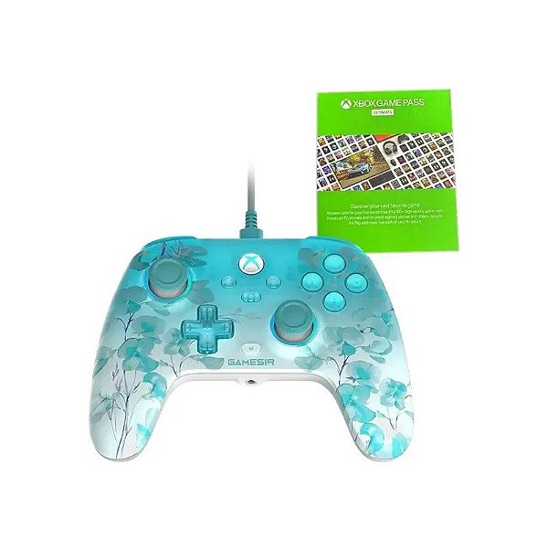 Controle Sem Fio Gamesir T7 Pro Floral para PC/Xbox Azul Transparente + Game Pass Ultimate