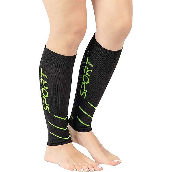 Meia de Compressão para Panturrilha Medivaric Sport - Preto/Verde (M)